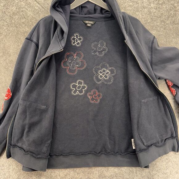 Driftwood Womens Knit Full Zip Hoodie Size XL Americana Patchwork Embroidered - Picture 5 of 11